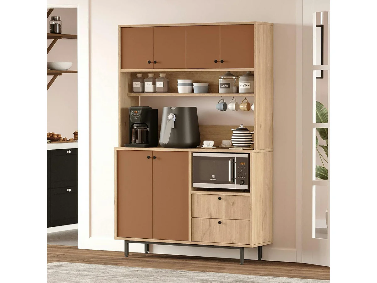 Buffet cuisine niche micro-ondes 6 portes L 120 cm JENA