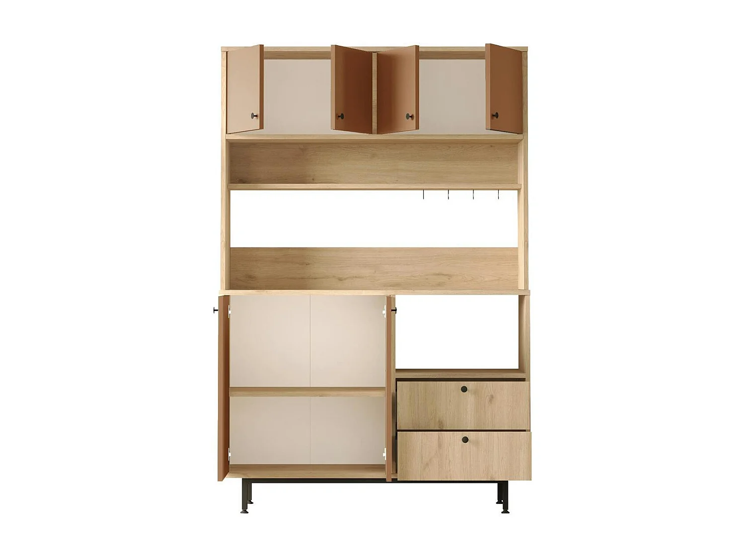 Buffet cuisine niche micro-ondes 6 portes L 120 cm JENA