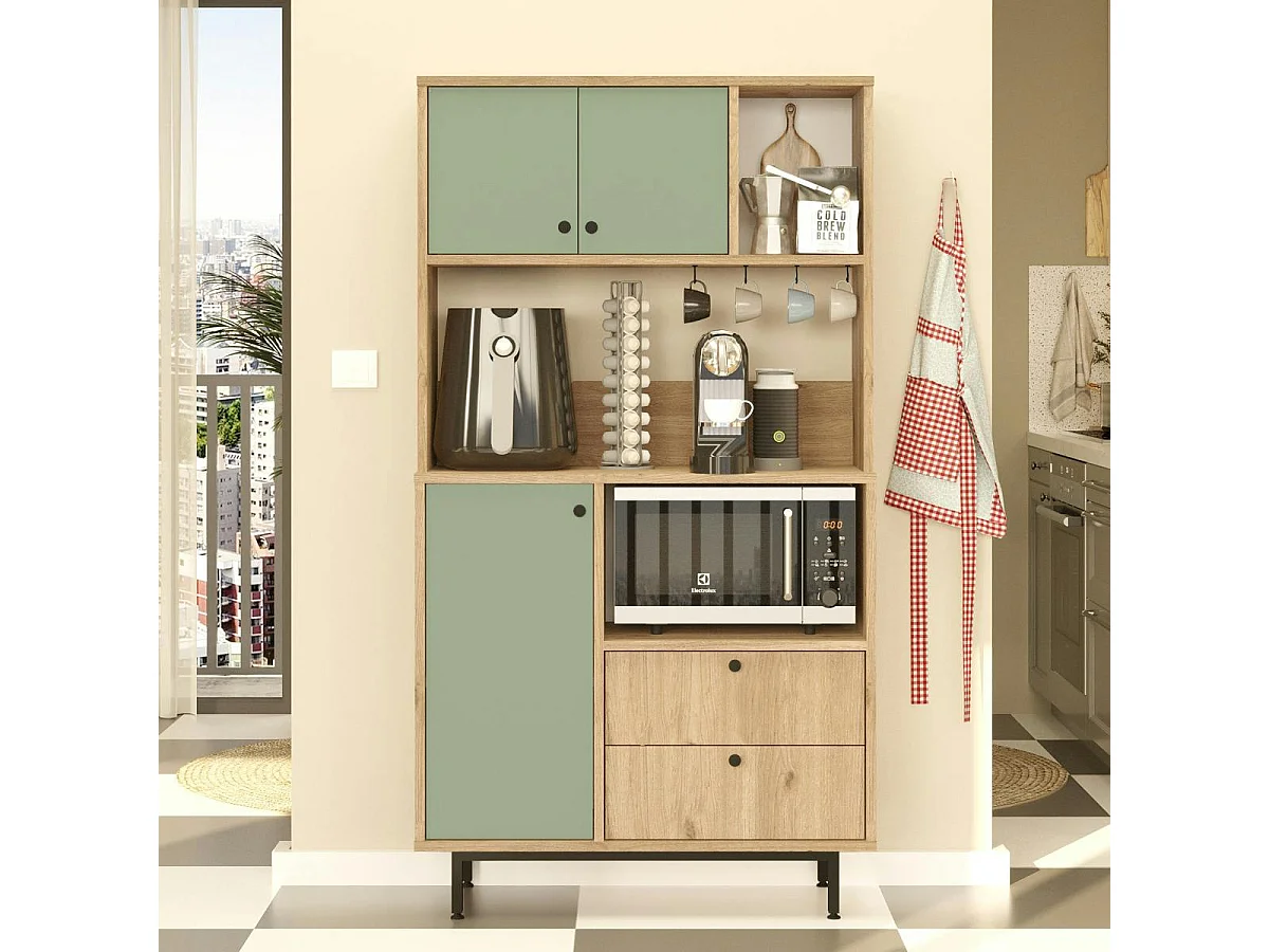 Buffet cuisine bohème niches micro-ondes et cafetière JENA