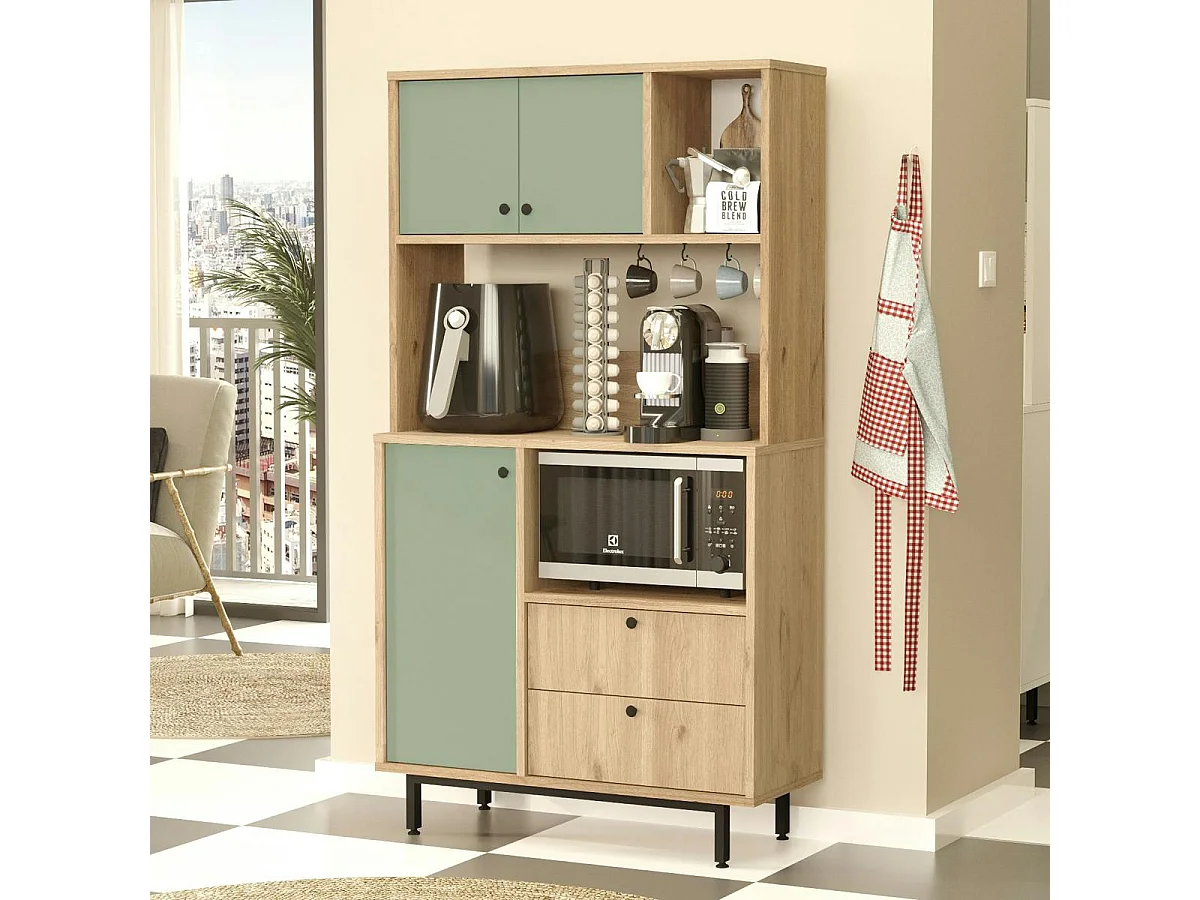 Buffet cuisine bohème niches micro-ondes et cafetière JENA