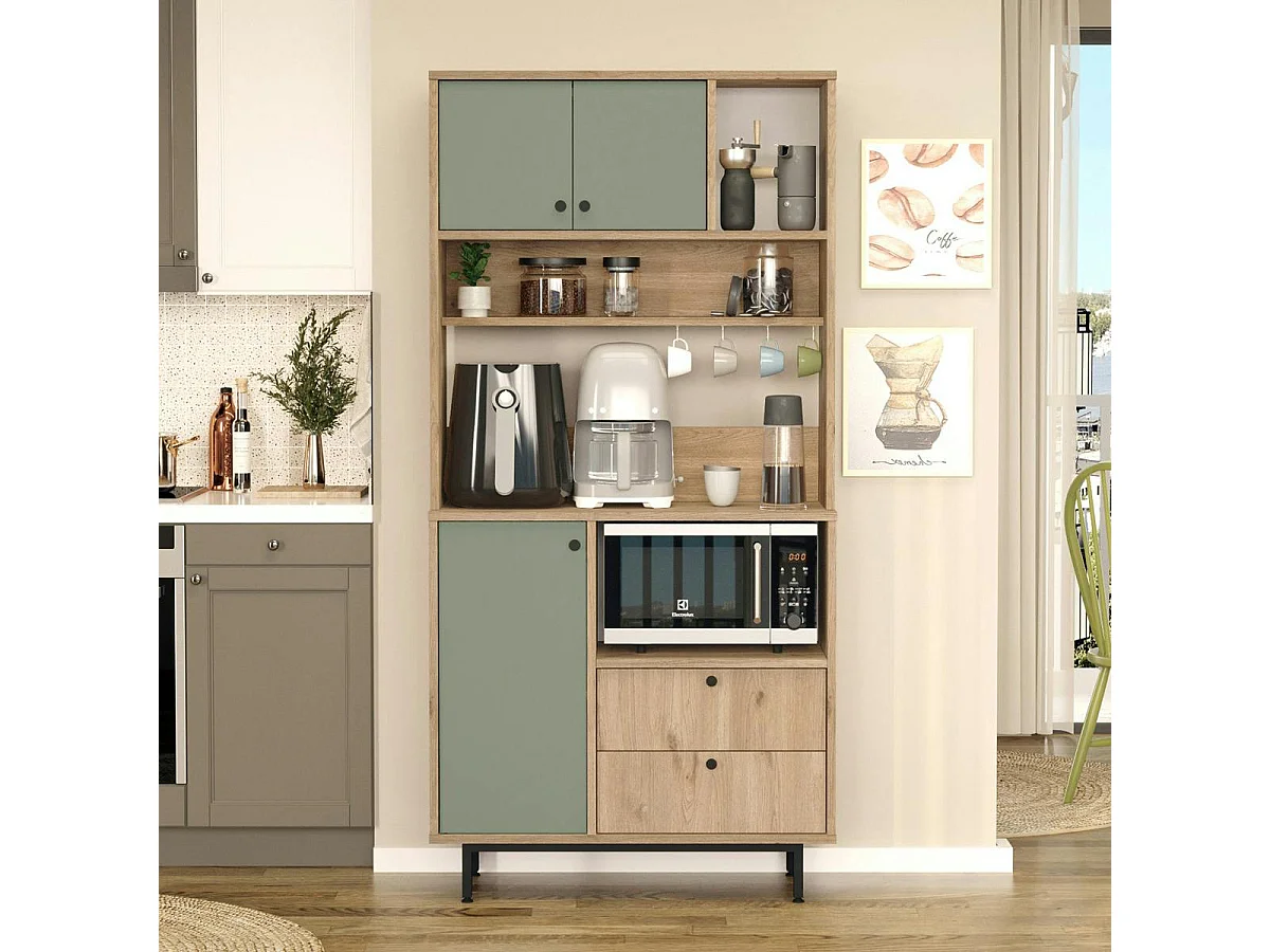 Buffet cuisine bohème niche micro-ondes H 180 cm JENA