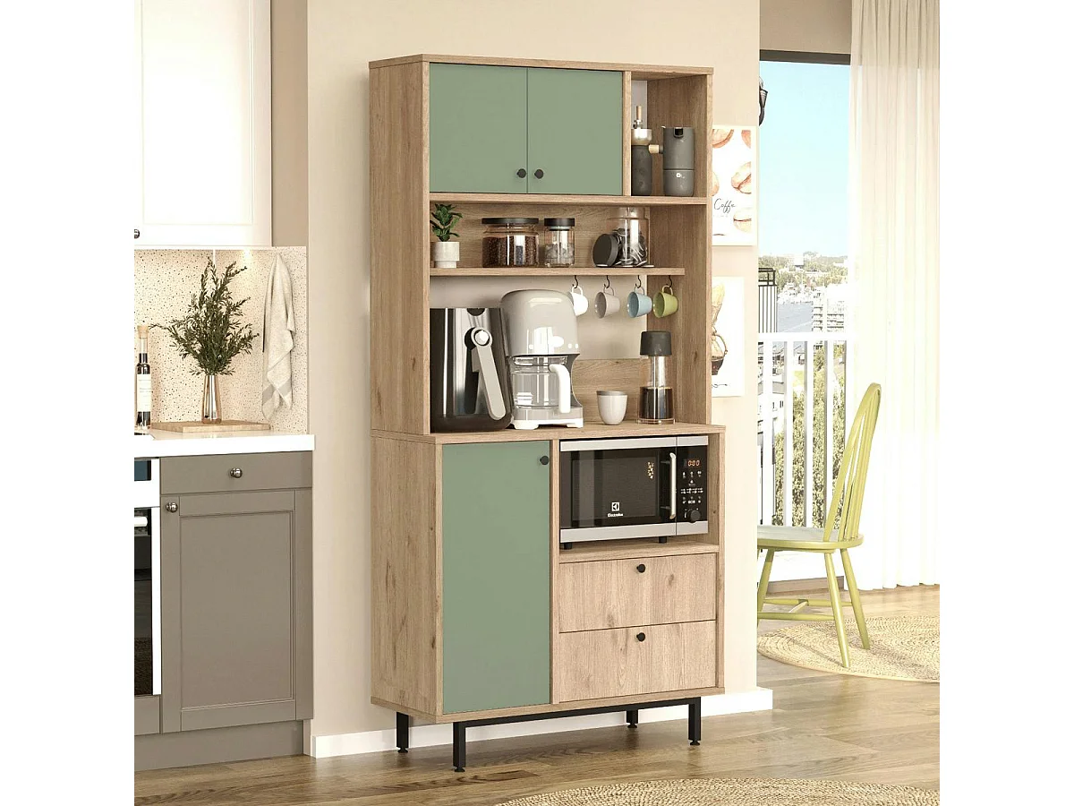 Buffet cuisine bohème niche micro-ondes H 180 cm JENA