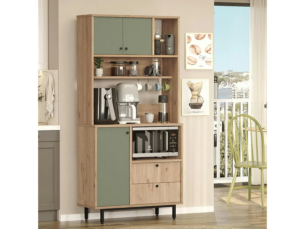 Buffet cuisine bohème niche micro-ondes H 180 cm JENA