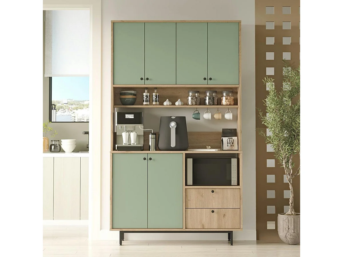 Buffet cuisine bohème niche micro-ondes H 205 cm JENA