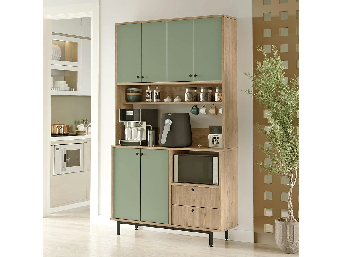 Buffet cuisine bohème niche micro-ondes H 205 cm JENA