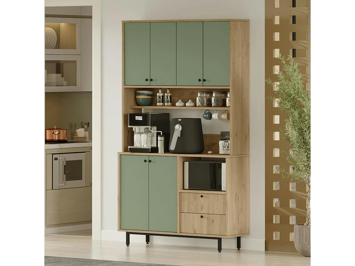 Buffet cuisine bohème niche micro-ondes H 205 cm JENA