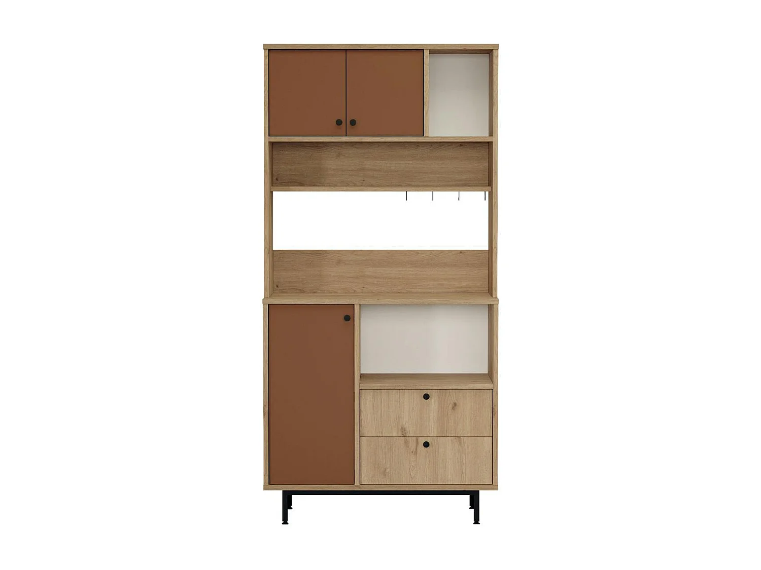 Buffet cuisine 3 portes niche micro-ondes H 180 cm JENA