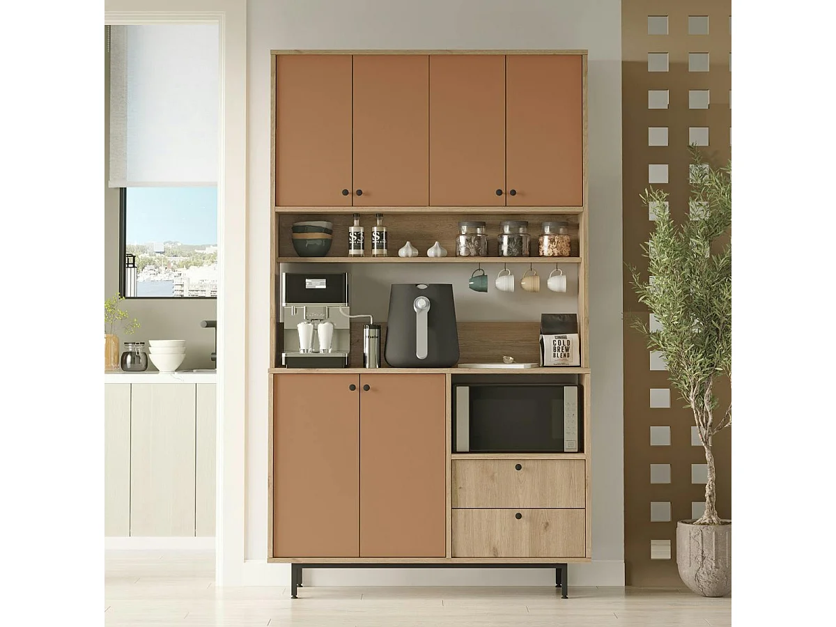 Buffet cuisine niche micro-ondes  6 portes H 205 cm JENA