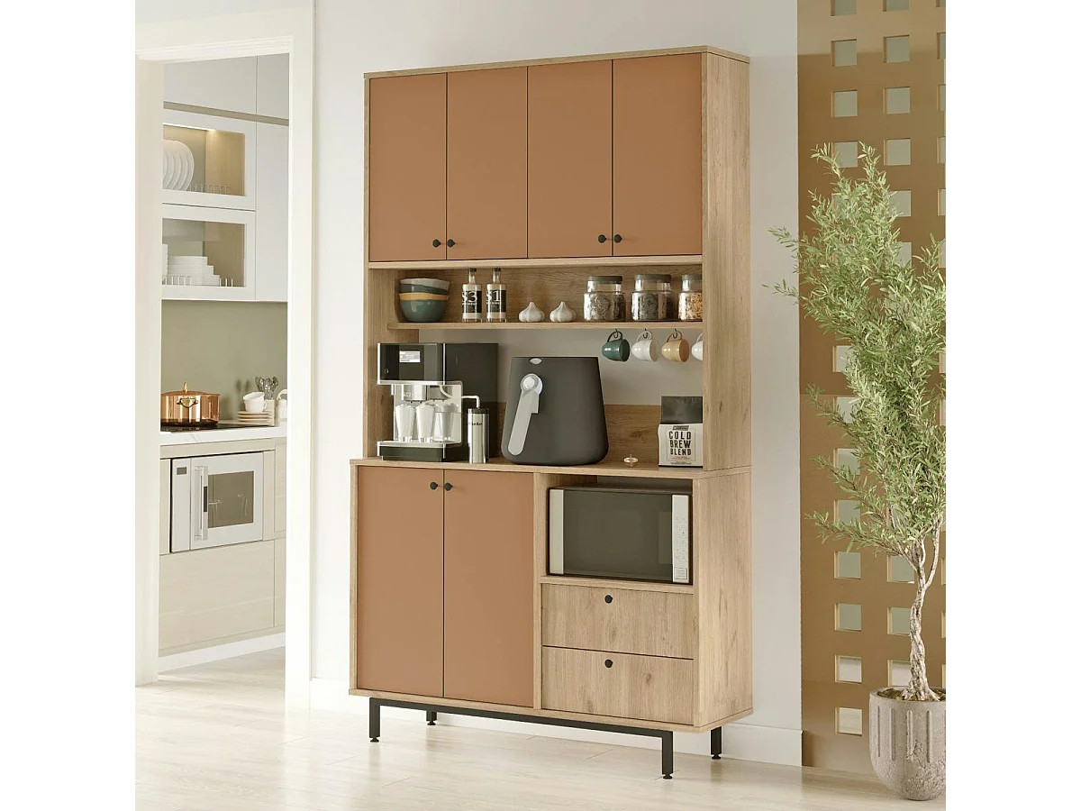 Buffet cuisine niche micro-ondes  6 portes H 205 cm JENA