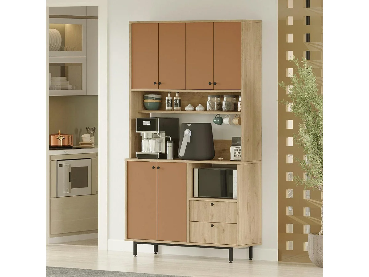 Buffet cuisine niche micro-ondes  6 portes H 205 cm JENA