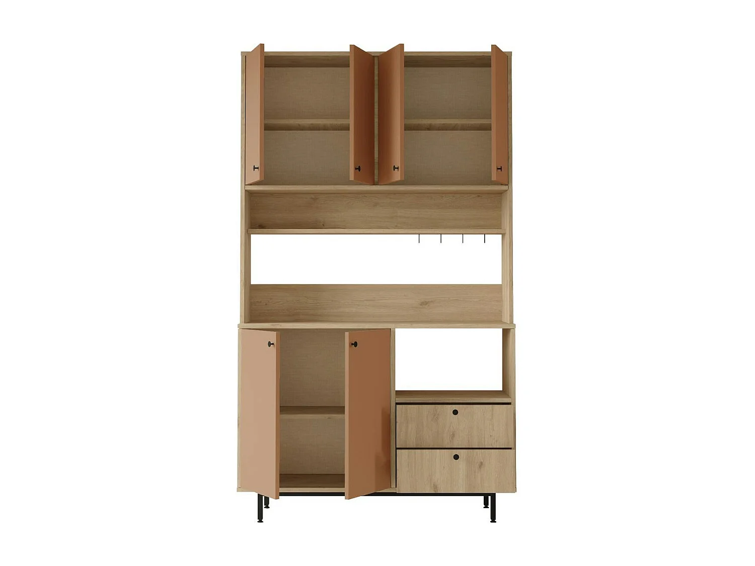 Buffet cuisine niche micro-ondes  6 portes H 205 cm JENA