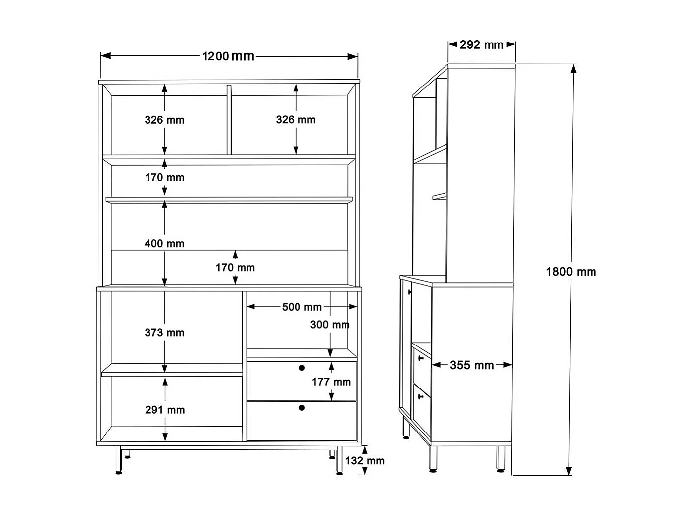 Buffet cuisine bohème niche micro-ondes L 120 cm JENA