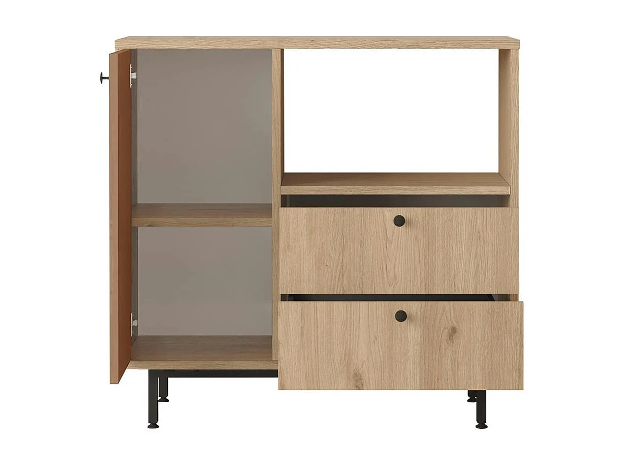 Buffet cuisine niche micro-ondes et 1 porte brun chaud JENA