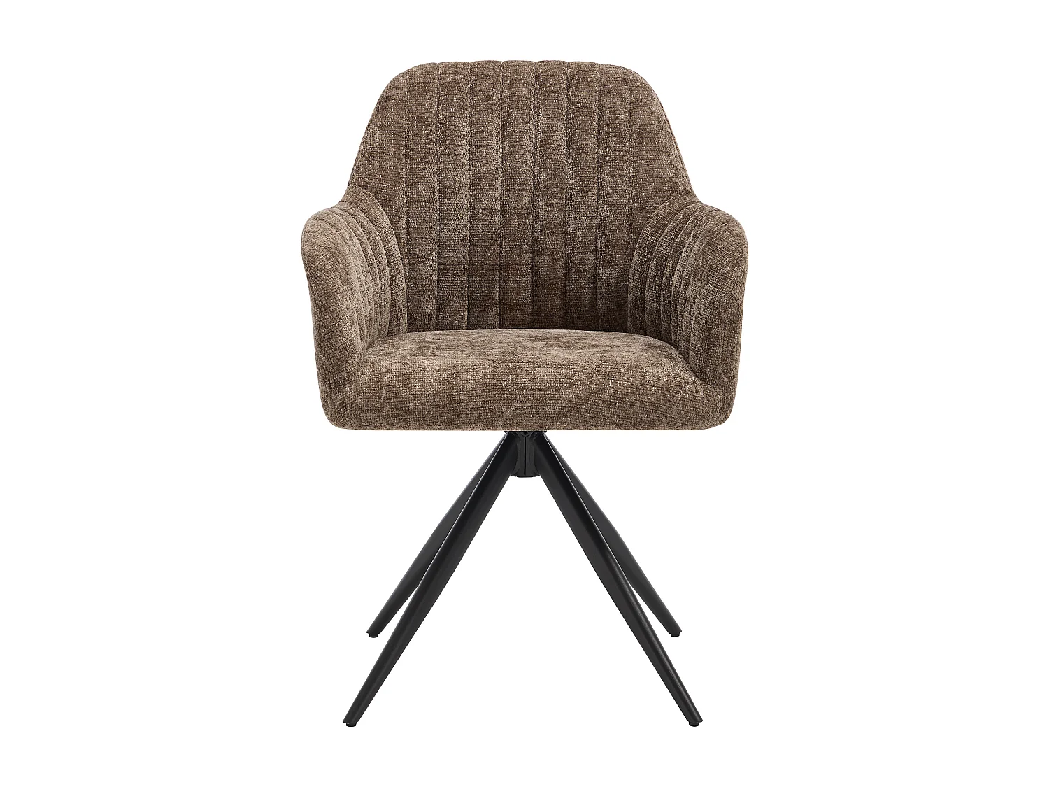 Chaise pivotante avec accoudoirs en tissu texturé et métal noir - Taupe - ELEANA