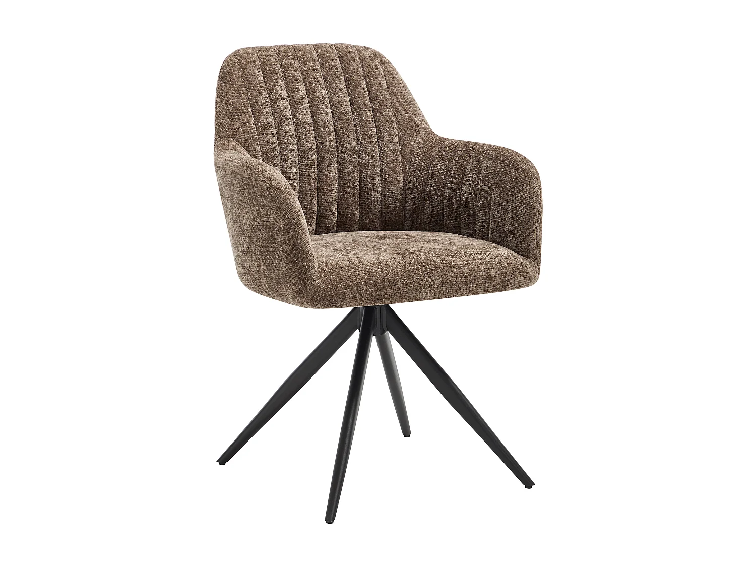 Chaise pivotante avec accoudoirs en tissu texturé et métal noir - Taupe - ELEANA