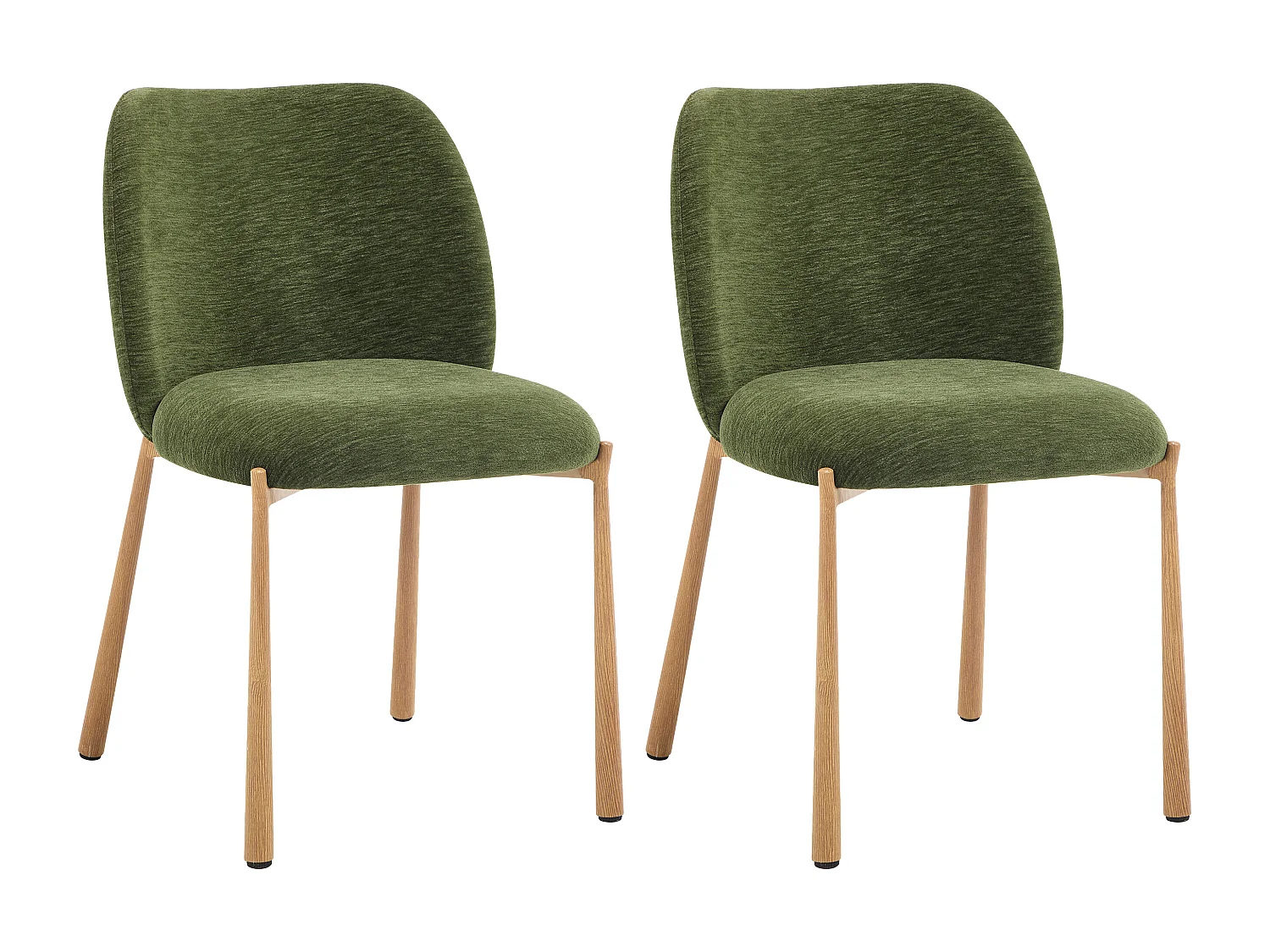 Lot de 2 chaises en tissu texturé et métal effet bois - Vert - JIZAK