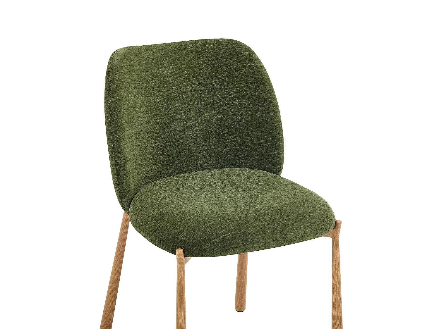 Lot de 2 chaises en tissu texturé et métal effet bois - Vert - JIZAK