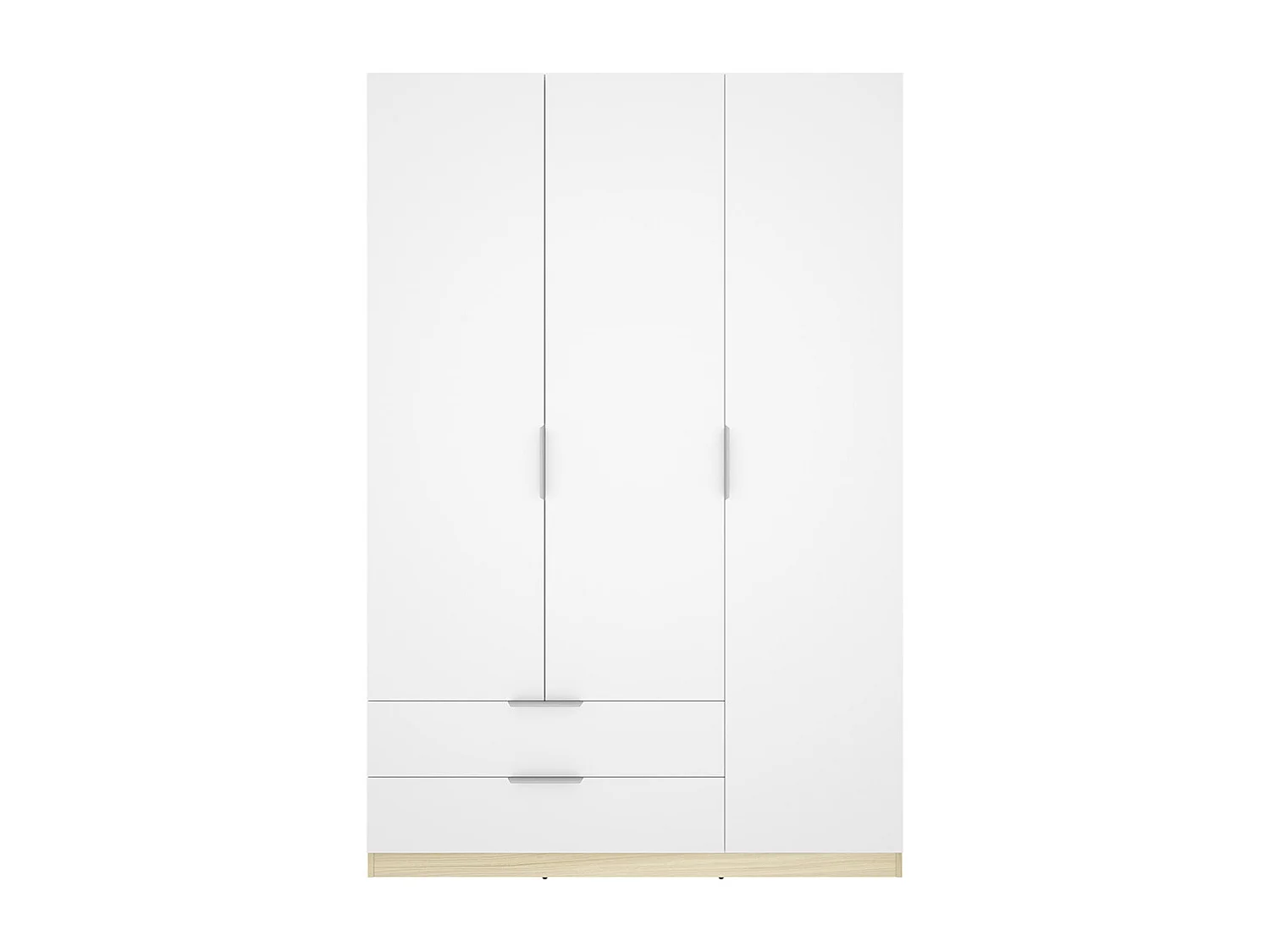 Armoire 3 portes 2 tiroirs – L137 cm – Blanc et naturel clair - KALONY
