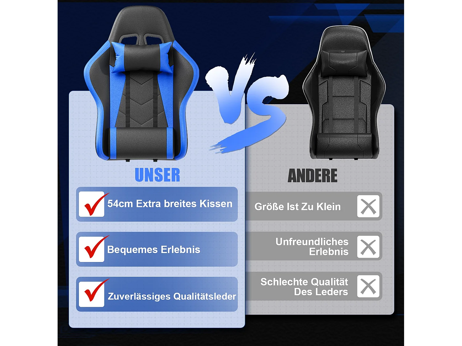 Gunji Chaise Gaming : Ergonomique, Fonction Massage, Repose-Pieds, Cuir PU, Capacité jusqu'à 200