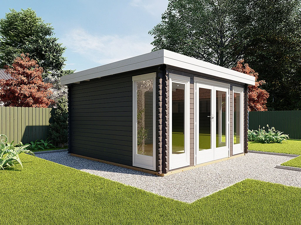 Studio de jardin en bois 13,3 m² avec plancher - Epaisseur 40 mm - BOESIA