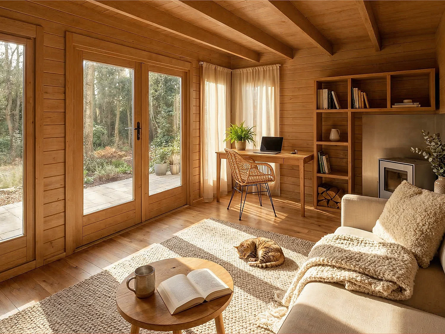 Studio de jardin en bois 13,3 m² avec plancher - Epaisseur 40 mm - BOESIA