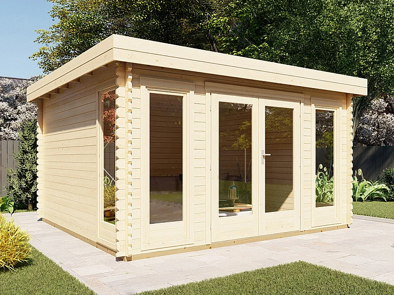 Houten tuinstudio 13,3 m² met vloer - Dikte 40 mm - BOESIA