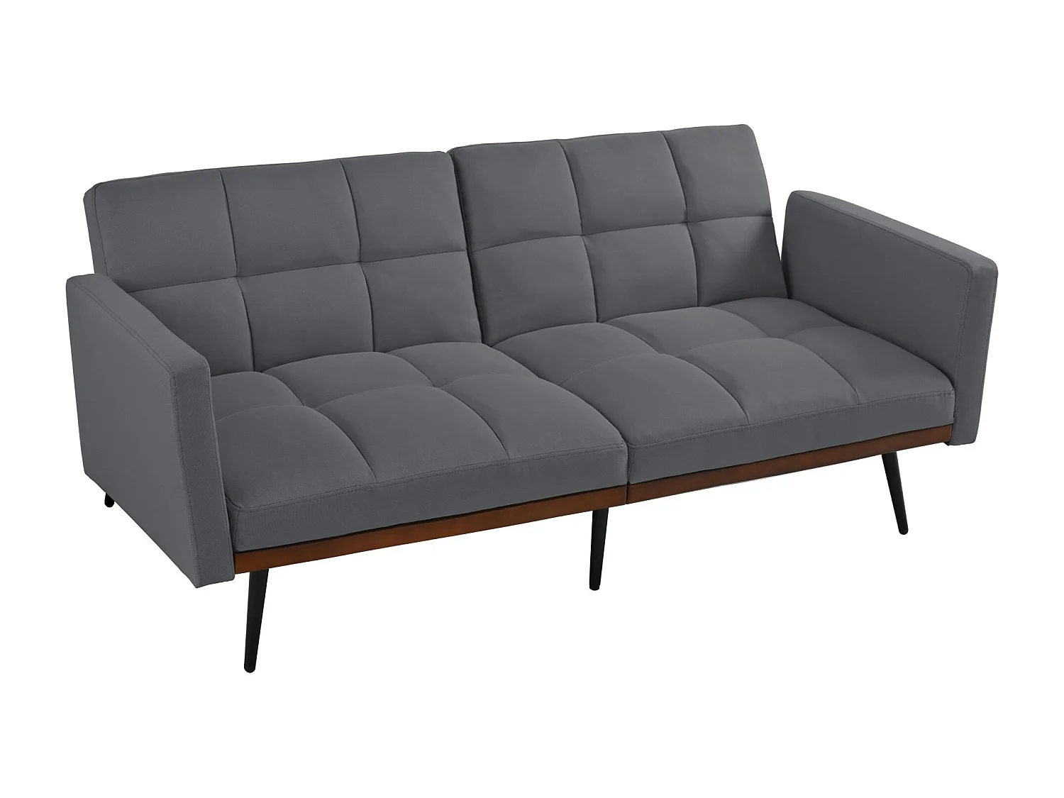 Coussin de canapé en lin mélangé, largeur 146 cm, avec dossier réglable en 5 positions et accoudoirs fixes, pieds en métal, gris