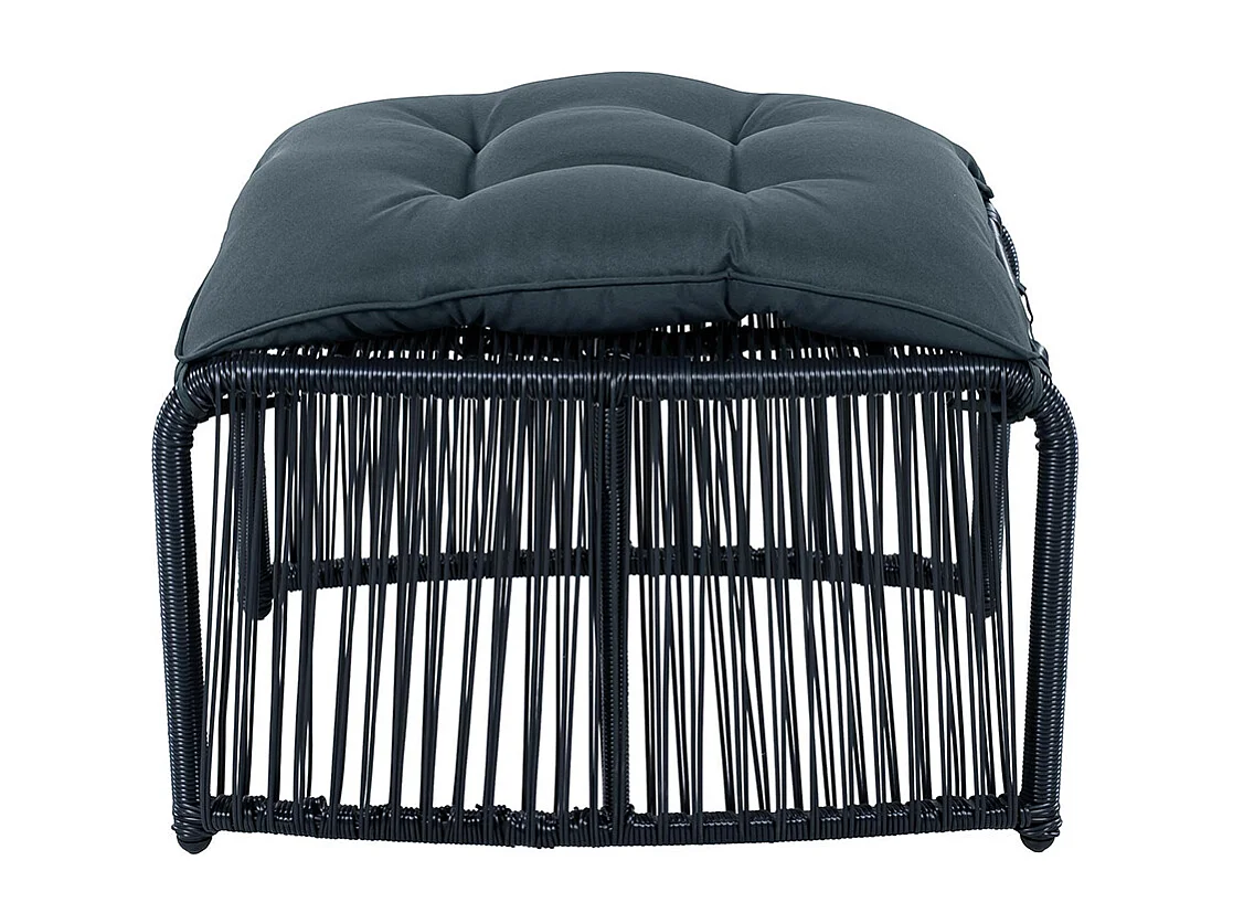 Set da giardino 5 pezzi: tavolo, 2 sedie, 2 sgabelli. Struttura in ferro e rattan PE, resistente alle intemperie, confortevole. Nero