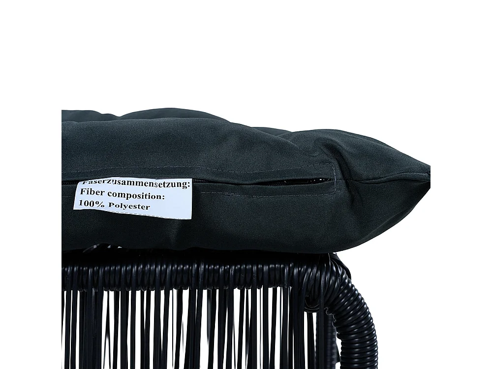 Set da giardino 5 pezzi: tavolo, 2 sedie, 2 sgabelli. Struttura in ferro e rattan PE, resistente alle intemperie, confortevole. Nero