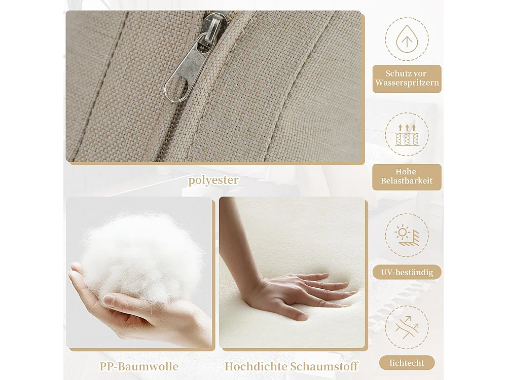 Ensemble de mobilier de jardin, accoudoirs et dossier tressés, en tubes d'acier galvanisé,beige