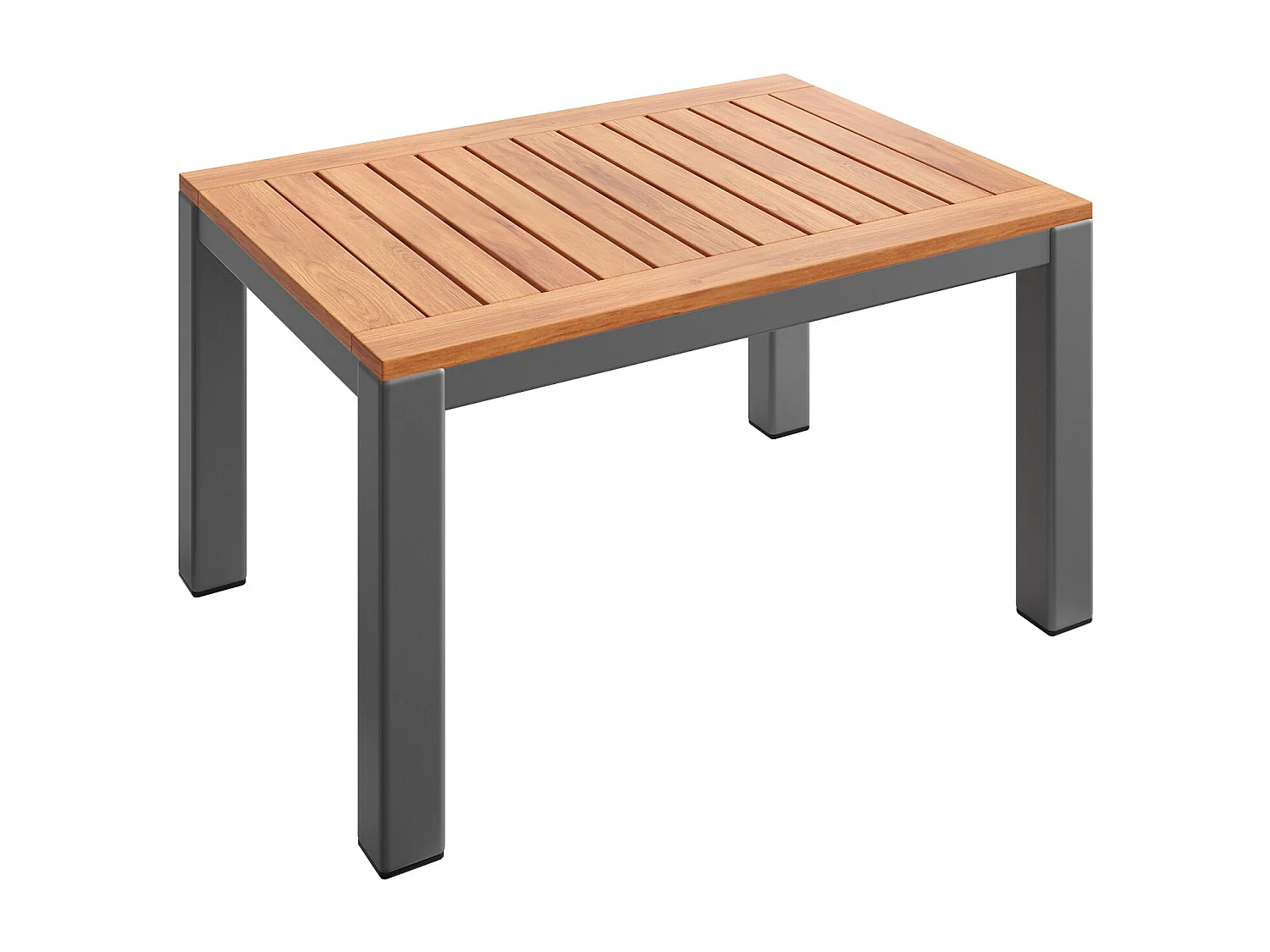 Outdoor loungeset, modulair ontwerp, stevig metalen frame, ademende kussens en houten tafel, grijs