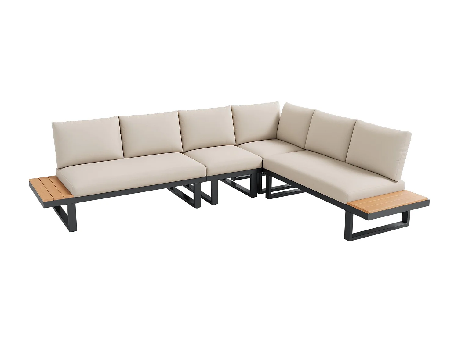 Ensemble de mobilier de jardin, avec inclinaison réglable (5 positions, jusqu'à 55°), tubes en acier galvanisé, beige + gris