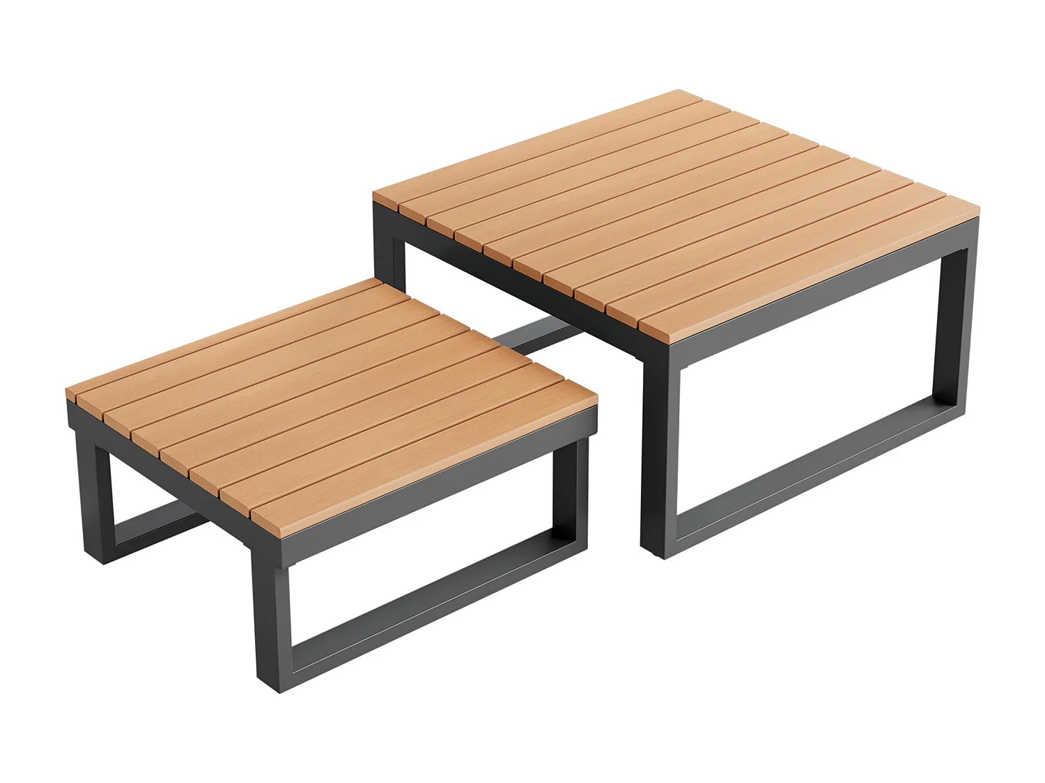 Ensemble de mobilier de jardin, avec inclinaison réglable (5 positions, jusqu'à 55°), tubes en acier galvanisé, beige + gris