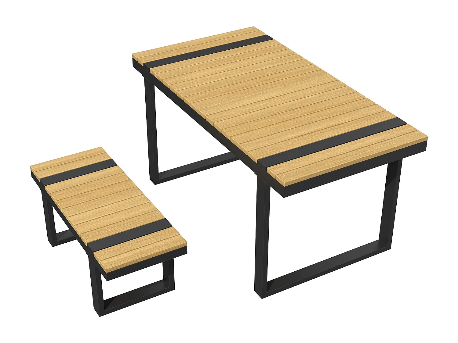 Ensemble de mobilier de jardin, avec inclinaison réglable (5 positions, jusqu'à 55°), tubes en acier galvanisé, gris + noir