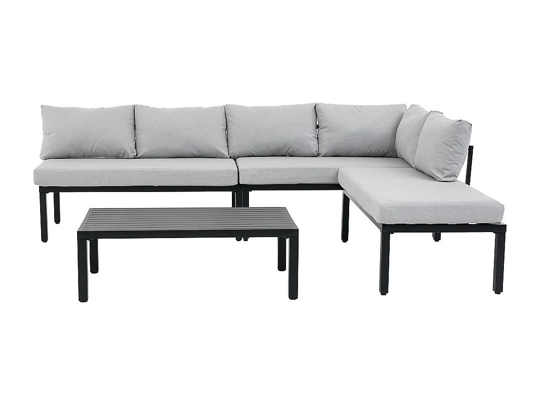 Tuinset, frame van gegalvaniseerd ijzer, 6 zitplaatsen, verstelbare poten, afneembare rugleuningen, grijs