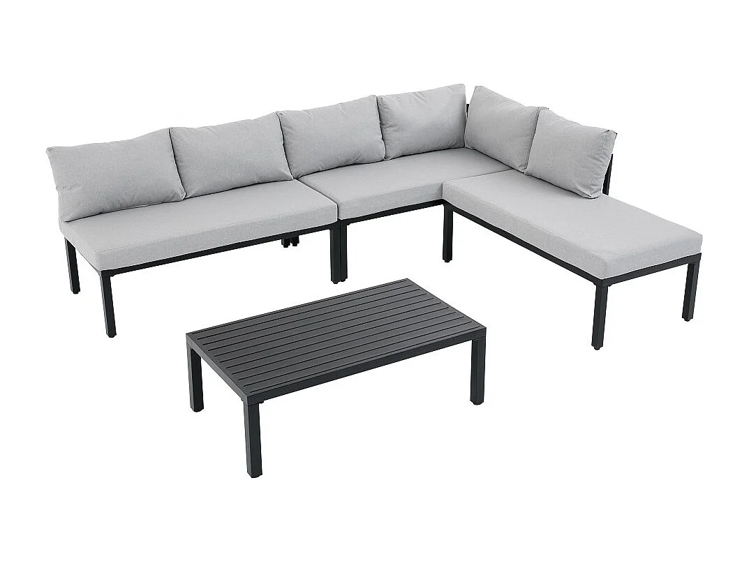 Tuinset, frame van gegalvaniseerd ijzer, 6 zitplaatsen, verstelbare poten, afneembare rugleuningen, grijs