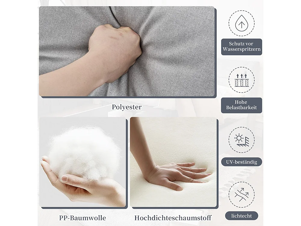 Tuinset, frame van gegalvaniseerd ijzer, 6 zitplaatsen, verstelbare poten, afneembare rugleuningen, grijs