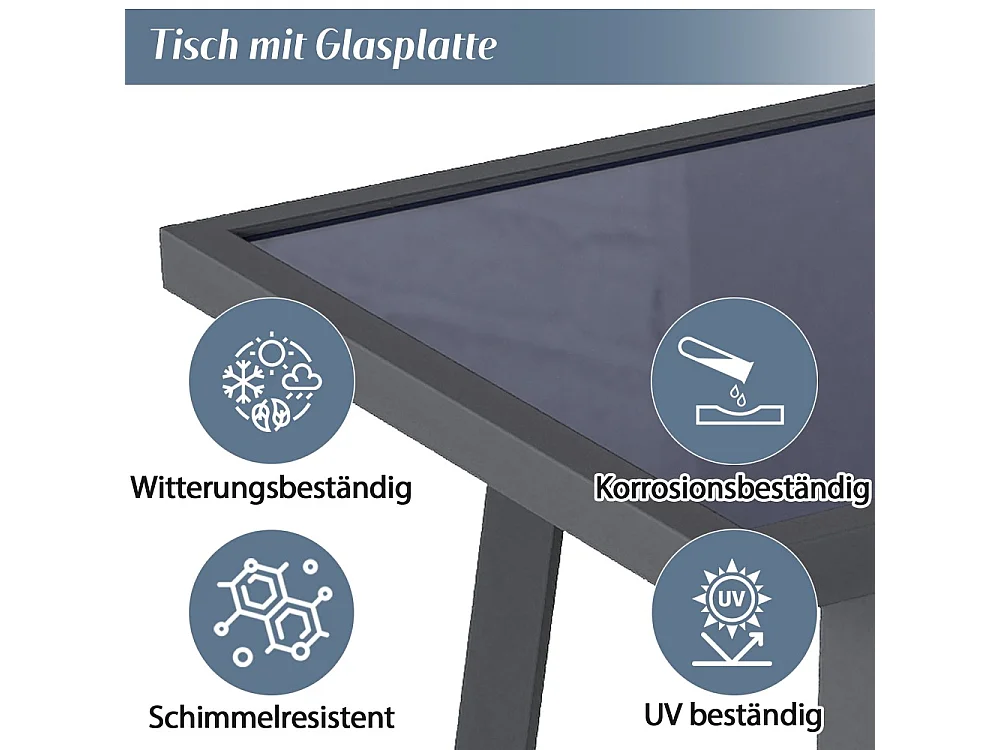 Set di mobili da giardino, braccioli e schienale intrecciati, tubi in acciaio zincato, grigio