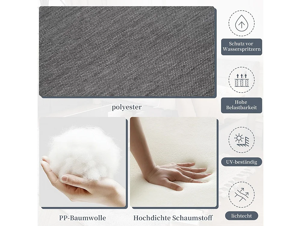 Set di mobili da giardino, braccioli e schienale intrecciati, tubi in acciaio zincato, grigio