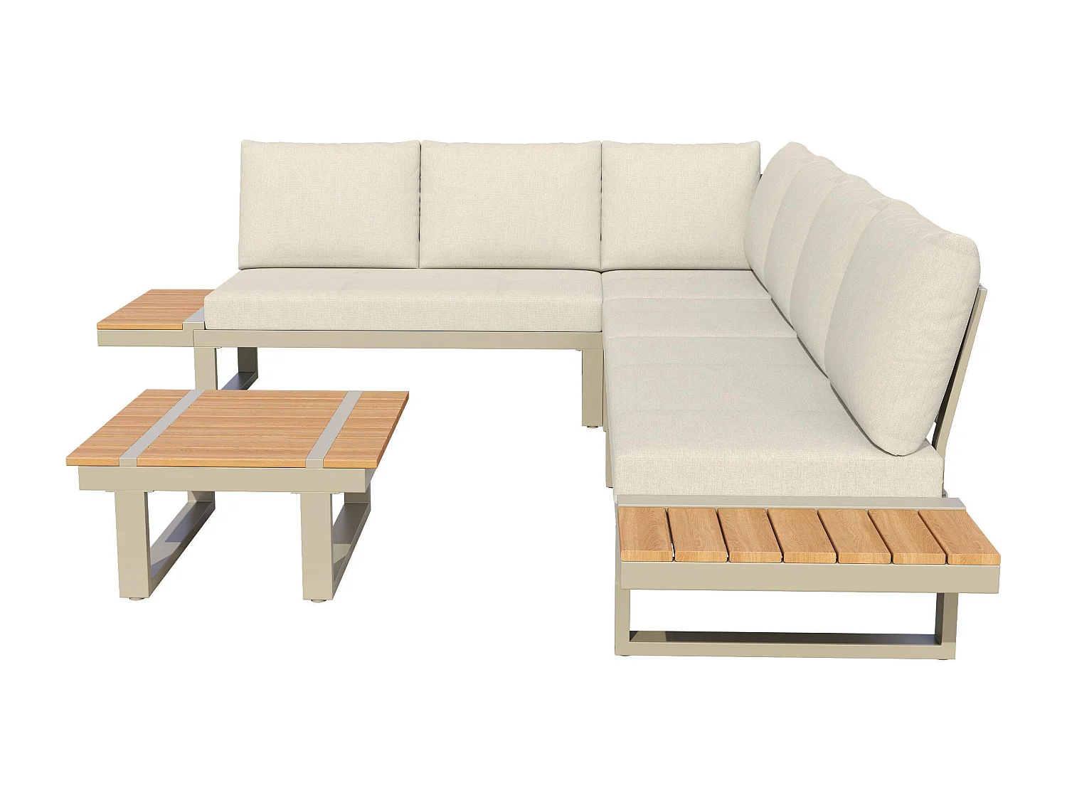 Mobilier de jardin, comprenant 2 chaises longues, avec inclinaison réglable, structure en tubes d'acier galvanisé,beige