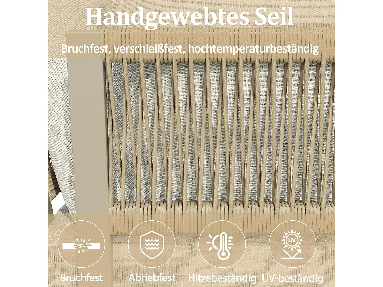 Mobilier de jardin, comprenant 2 chaises longues, avec inclinaison réglable, structure en tubes d'acier galvanisé,beige