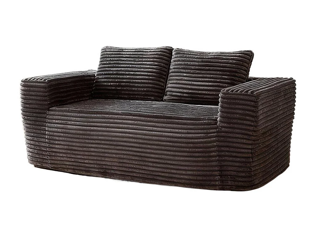 Canapé deux places profond sans cadre, canapé prêt à l'emploi à base de mousse, tissu velours côtelé, gris