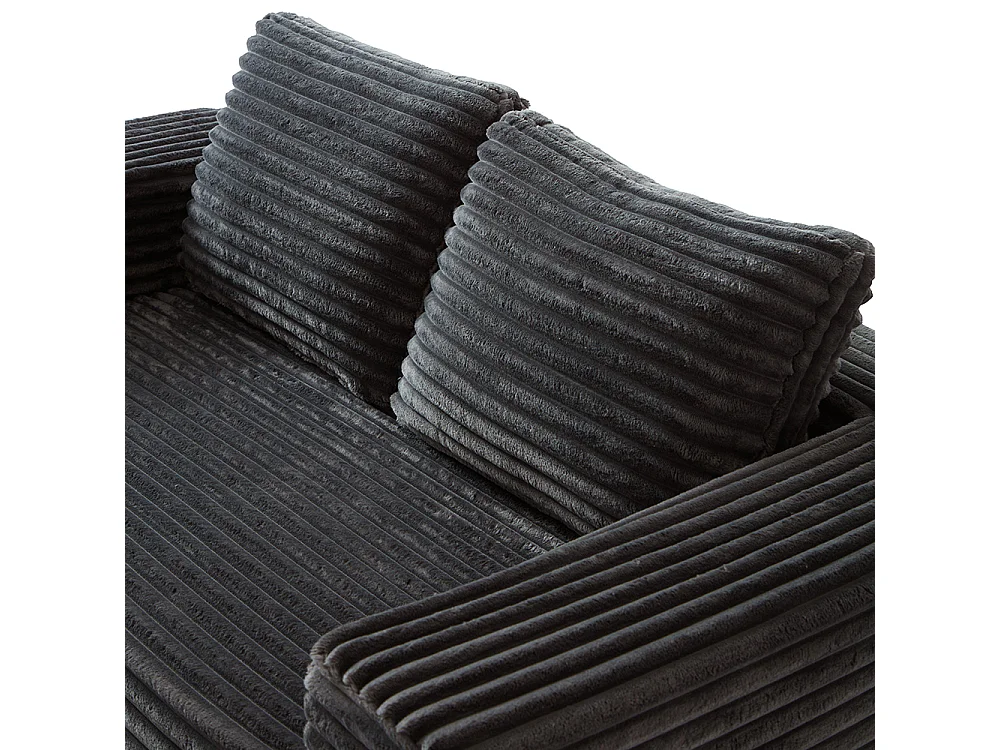 Canapé deux places profond sans cadre, canapé prêt à l'emploi à base de mousse, tissu velours côtelé, gris