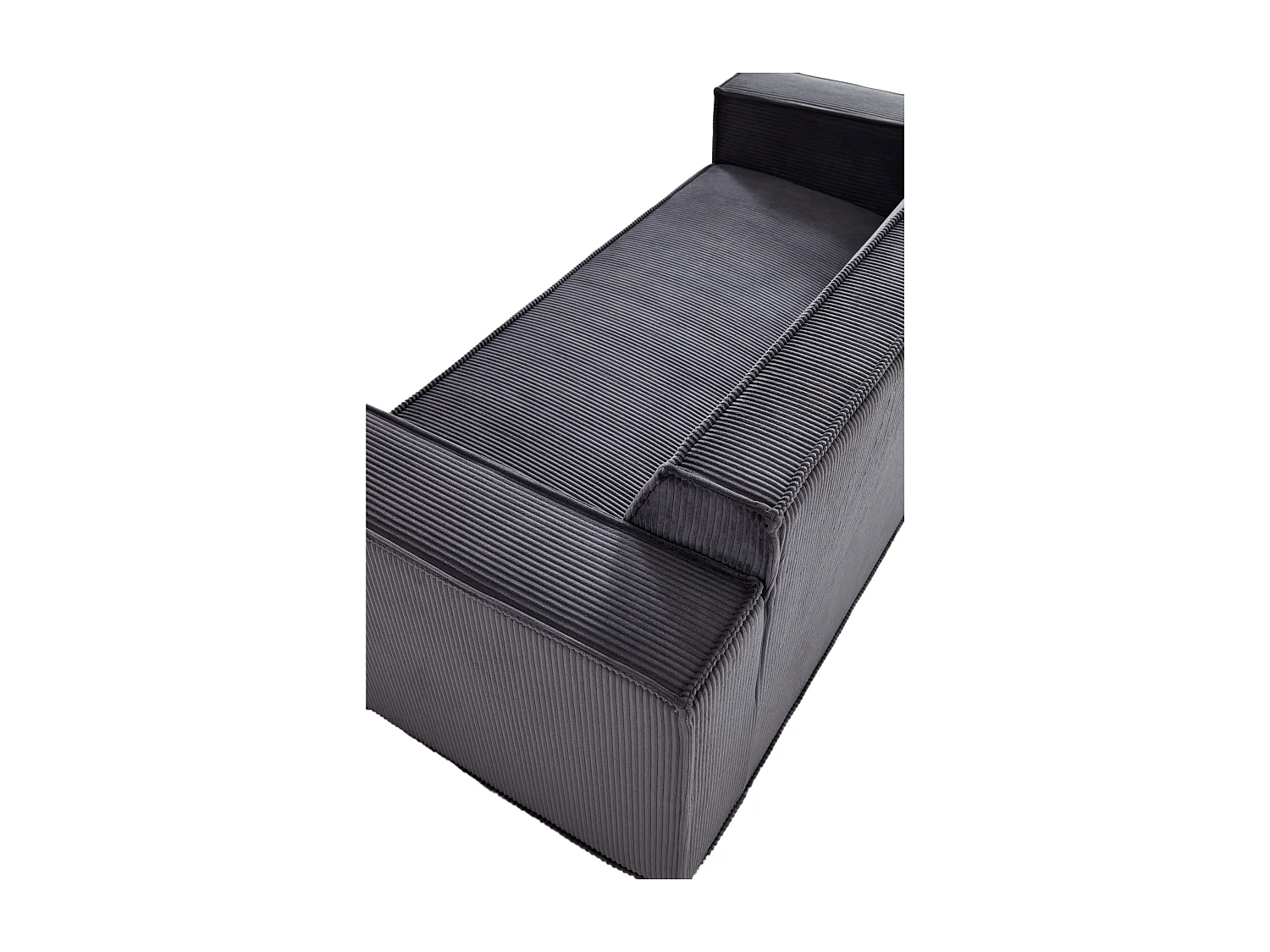 Canapé deux places à assise profonde, velours côtelé, sans pieds, ne nécessite aucun assemblage, facile à déplacer, gris