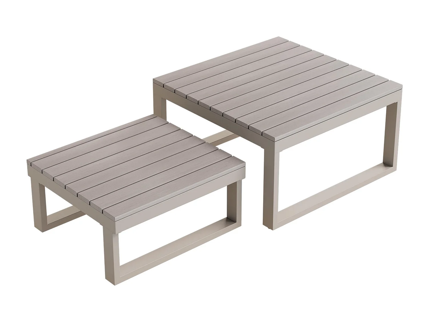 Set di mobili da giardino, con inclinazione regolabile (5 posizioni, fino a 55°), tubi in acciaio zincato, beige + kaki