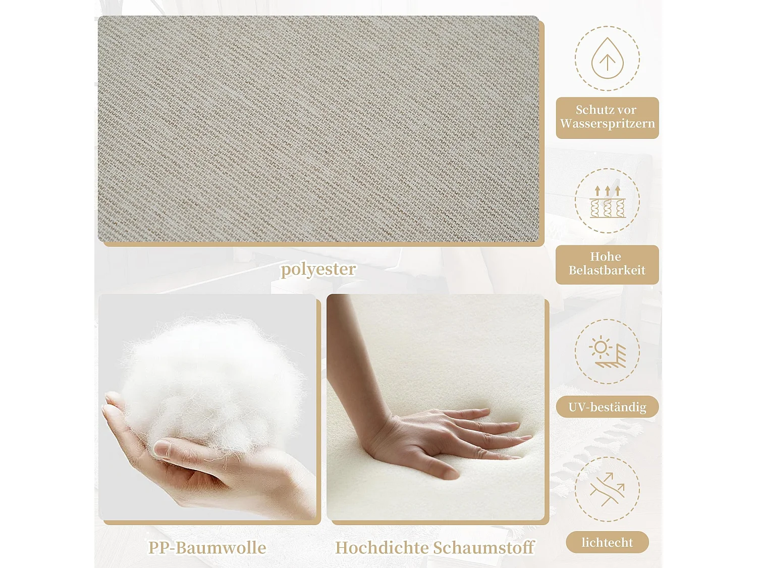 Set di mobili da giardino, con inclinazione regolabile (5 posizioni, fino a 55°), tubi in acciaio zincato, beige + kaki