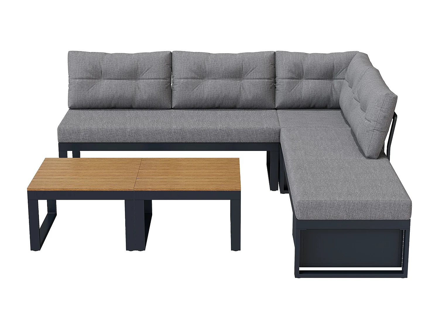 Conjunto de muebles de jardín con respaldo ajustable en 3 posiciones y función reclinable, espacio de almacenamiento y tejido de poliéster - gris oscuro