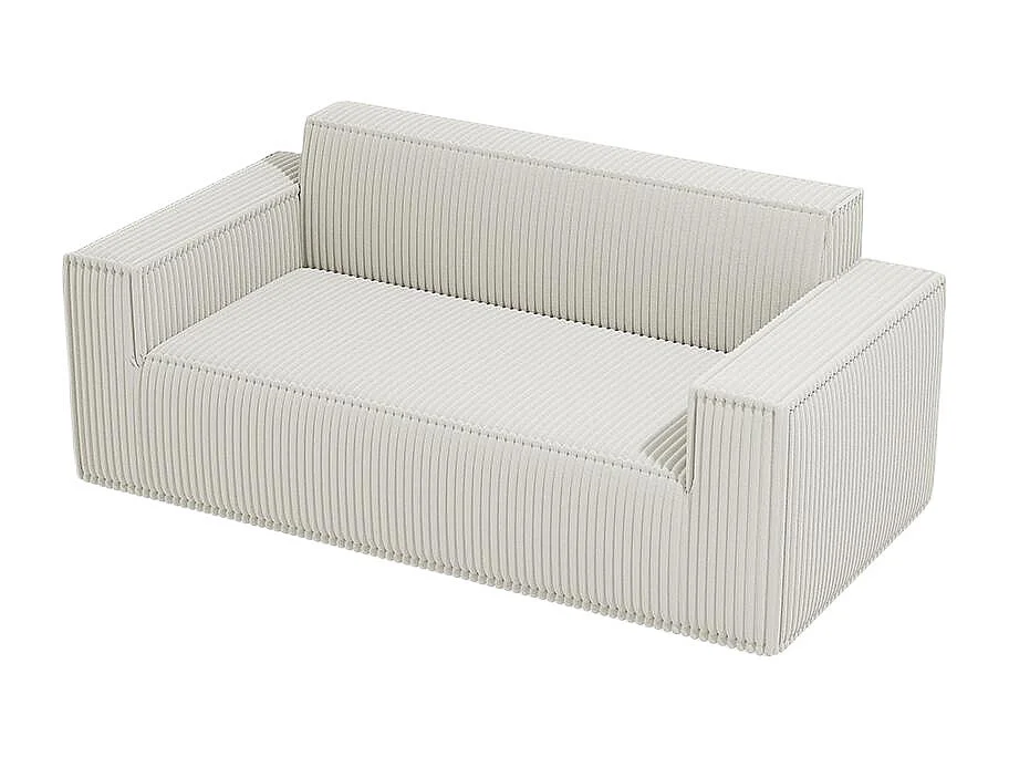 Divano a due posti con seduta profonda, velluto a coste, senza piedini, non richiede assemblaggio, facile da spostare, bianco