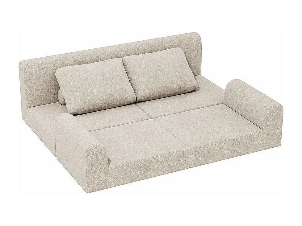 Opvouwbare slaapbank met multifunctionele rugleuning van traagschuim, draagbaar vloerkleed, wit