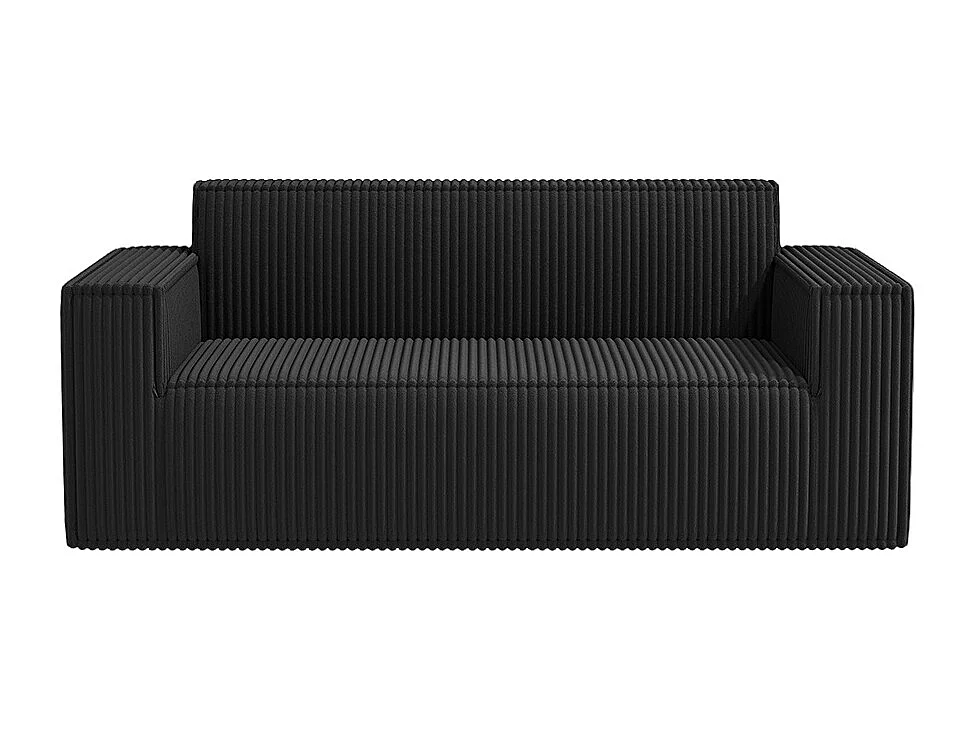 Canapé deux places à assise profonde, velours côtelé, sans pieds, ne nécessite aucun assemblage, facile à déplacer, noir
